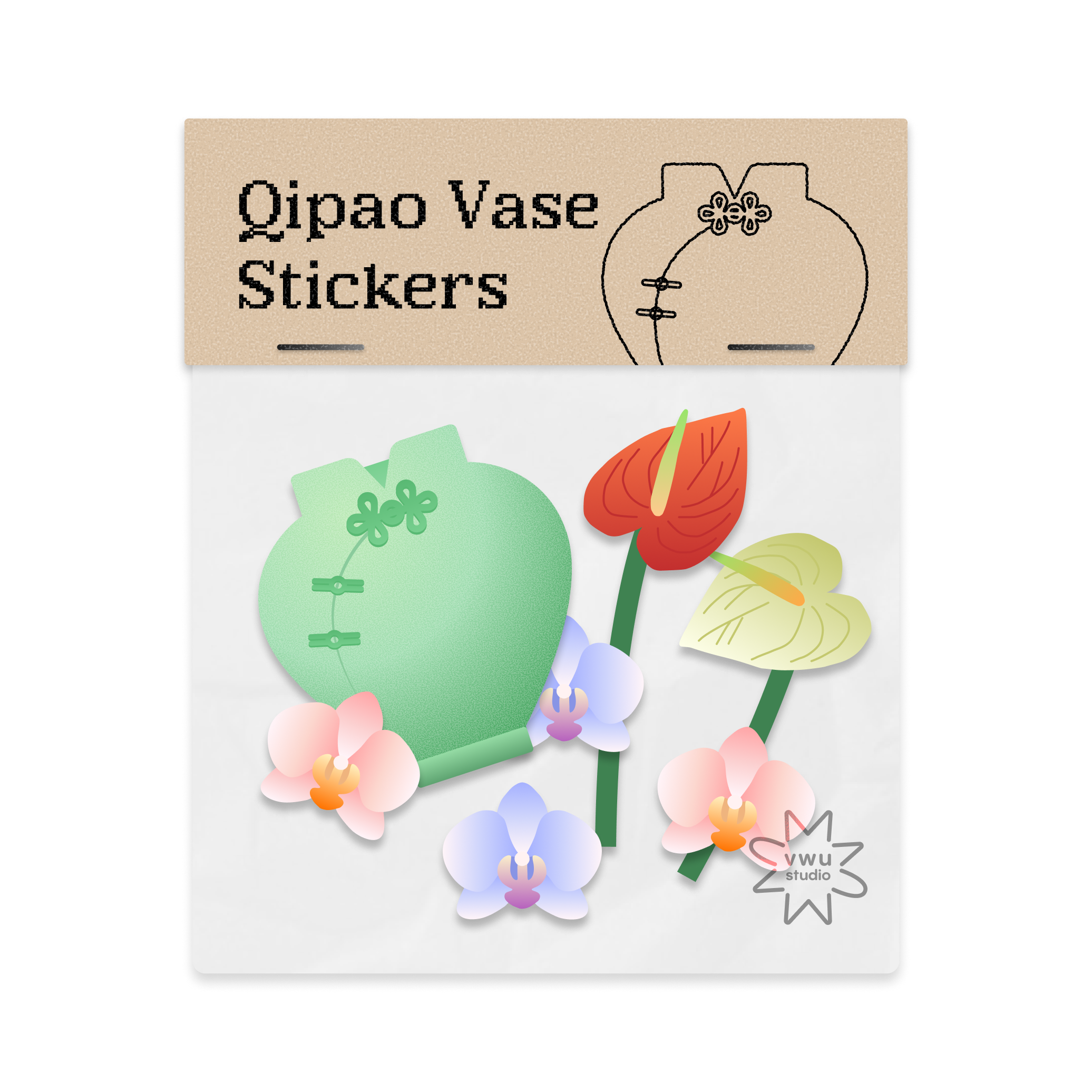 Qipao Vase Sticker Pack